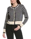 Cece Stripe Cardigan Sweater In Blue