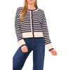 Cece Stripe Cardigan Sweater In Brown