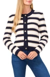 Cece Women's Striped Cardigan In Classic Navy Blue
