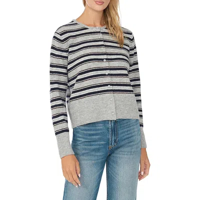 Cece Stripe Cardigan In Gray