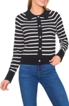 Cece Stripe Collared Cardigan In Black