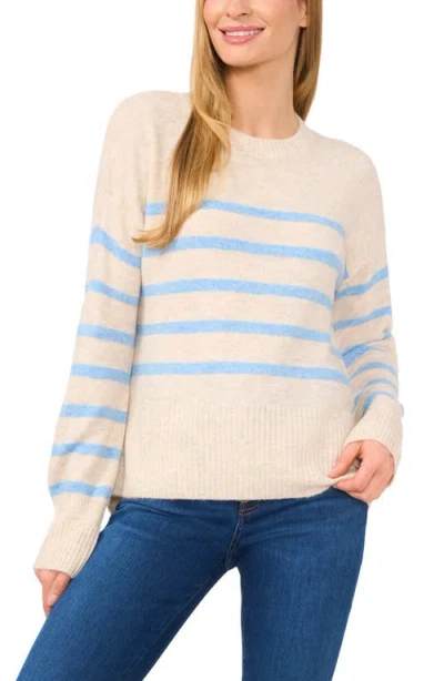 Cece Stripe Crewneck Sweater In Malted
