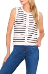Cece Stripe Crewneck Sweater Vest In White