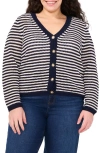 Cece Stripe Open Stitch Cardigan In Multi