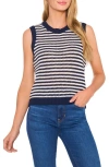 Cece Stripe Open Stitch Sweater Vest In Multi