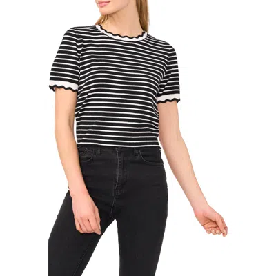 Cece Stripe Scallop Neck Sweater