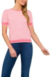 Cece Stripe Short Sleeve Sweater In Confetti