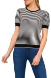 Cece Stripe Short Sleeve Sweater In Rich Black