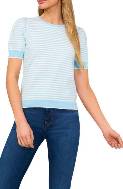 Cece Stripe Short Sleeve Sweater In Waterfall