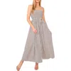 Cece Stripe Smocked Bodice Maxi Sundress In Gray