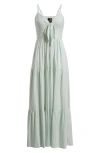Cece Stripe Tie Front Maxi Dress In Multi
