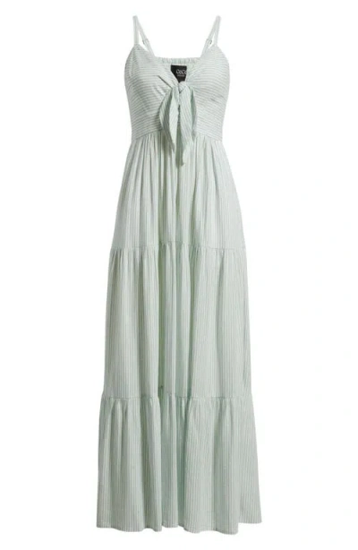 Cece Stripe Tie Front Maxi Dress In Multi