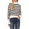 Cece Stripe Turtleneck Sweater In Antique White