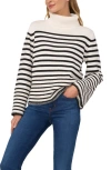 Cece Stripe Turtleneck Sweater In Antique White
