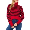 Cece Stripe Turtleneck Sweater In Glamour Red
