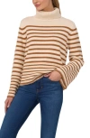 Cece Stripe Turtleneck Sweater In Malted