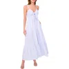 Cece Stripe Twist Front Linen Blend Maxi Dress In Cornflower