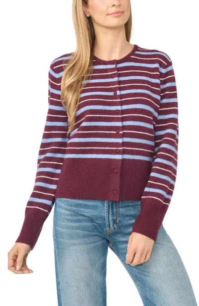 Cece Striped Cardigan In Fig