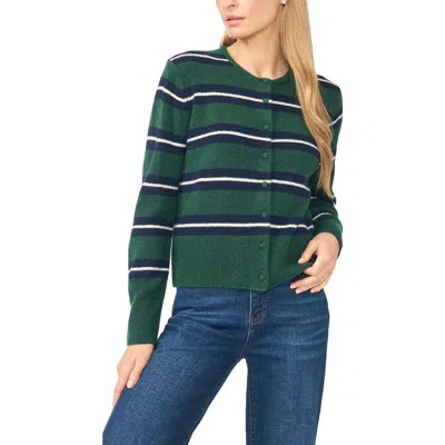 Cece Striped Cardigan In Windsor Moss