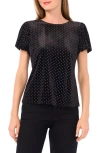 Cece Studded Bubble Sleeve Velvet Top In Black