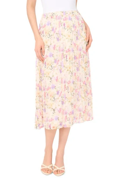 Cece Sunburst Pleated Midi Skirt In Pink