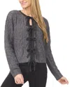 Cece Bow Front Cable Stitch Cardigan In Gray
