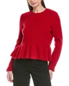 Cece Rib Peplum Sweater In Red