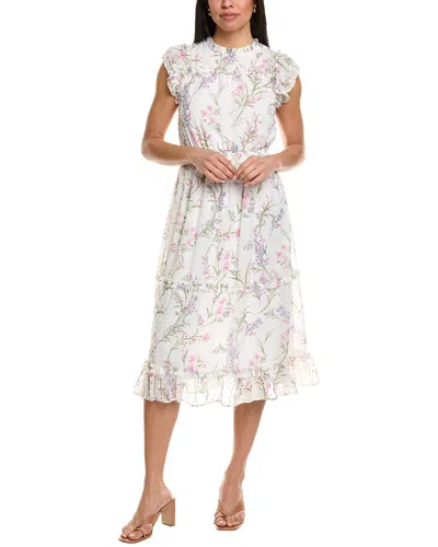Cece Swiss Dot Midi Dress In White