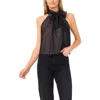 Cece Swiss Dot Tulle Top In Black