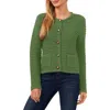 Cece Texture Cardigan In Dark Clover Green