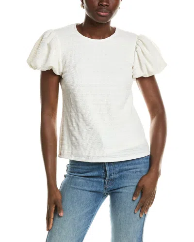 Cece Texture Knit Bubble Sleeve Top In White