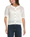 Cece Texture Mesh Cardigan In White