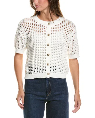 Cece Texture Mesh Cardigan In White