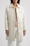 Cece Textured Flap Pocket Coat In Neutral