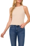 Cece Textured Knit Crop Tank Top In Beige