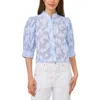 Cece The Pearce Puff Shoulder Top In Blue