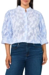 Cece The Pearce Puff Shoulder Top In Blue