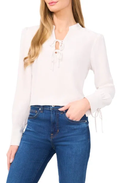 Cece Tie Bow Long Sleeve Top In New Ivory