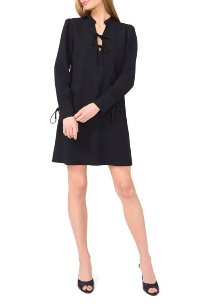 Cece Tie Detail Long Sleeve Dress In Rich Black