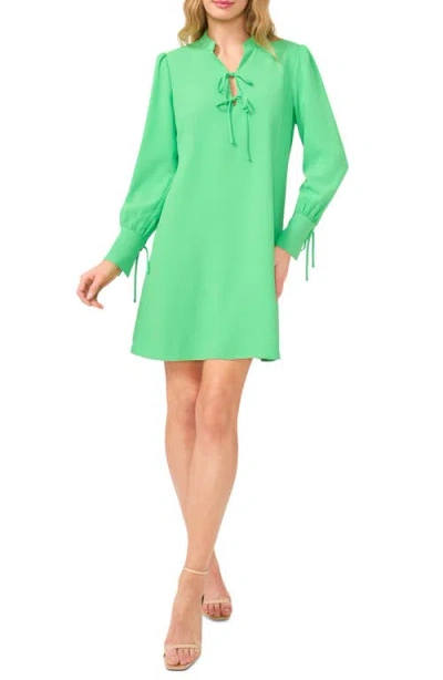Cece Tie Detail Long Sleeve Dress In Vibrant Green