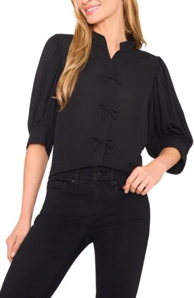 Cece Tie Front Georgette Shirt In Black