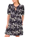 Cece Tie Front Tiered Dress In Multi