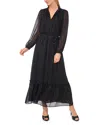 CECE CECE TIE NECK BALLOON SLEEVE MAXI DRESS