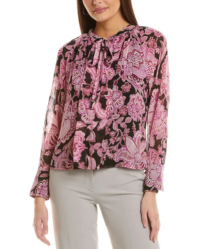 Cece Tie Neck Blouse In Pink