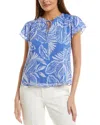 Cece Print Ruffle Flutter Sleeve Top