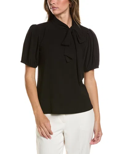 Cece Tie Neck Bow Knit Top In Black