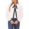 Cece Tie-neck Button-up Shirt In New Ivory