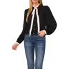 Cece Tie-neck Button-up Shirt In Rich Black