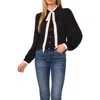 Cece Tie-neck Button-up Shirt In Rich Black