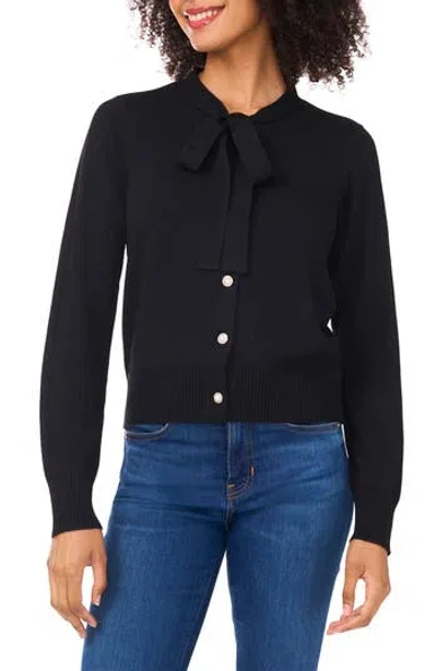 Cece Tie Neck Cardigan In Black